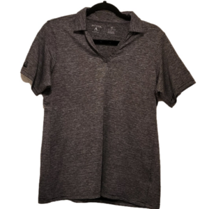Antigua golf polo size Medium Excellent preworn condition women's black striped